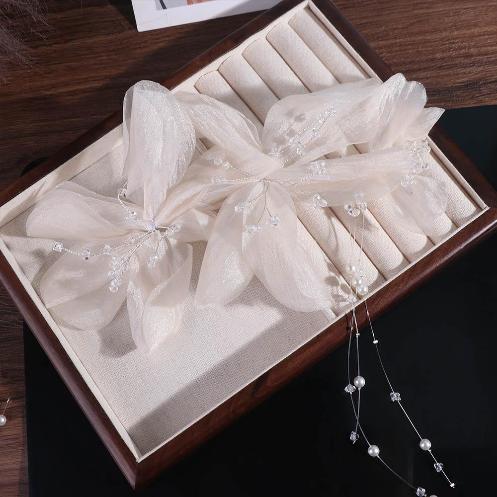 Elegant Exaggerated Flower Bridal Headwear Luxury Fairy Bridal Headdress Tassels Exquisite Wedding Headwear Hair Jewelry