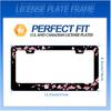 Cherry Blossom License Plate Frame Beautiful Flowers Pink License Plate Stainless Steel Funny License Plate Holder Floral Car Accessories Decoration