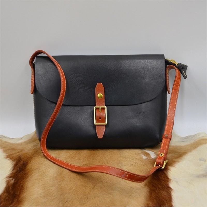 

Johnature High Quality Genuine Leather Handmade Women s Bag Retro Solid Color Cowhide Crossbody Bag чорний