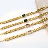 18K Gold Cuban Chain Square Zircon Bracelet, High-End Niche Color Zircon Titanium Steel Bracelet Jewelry.