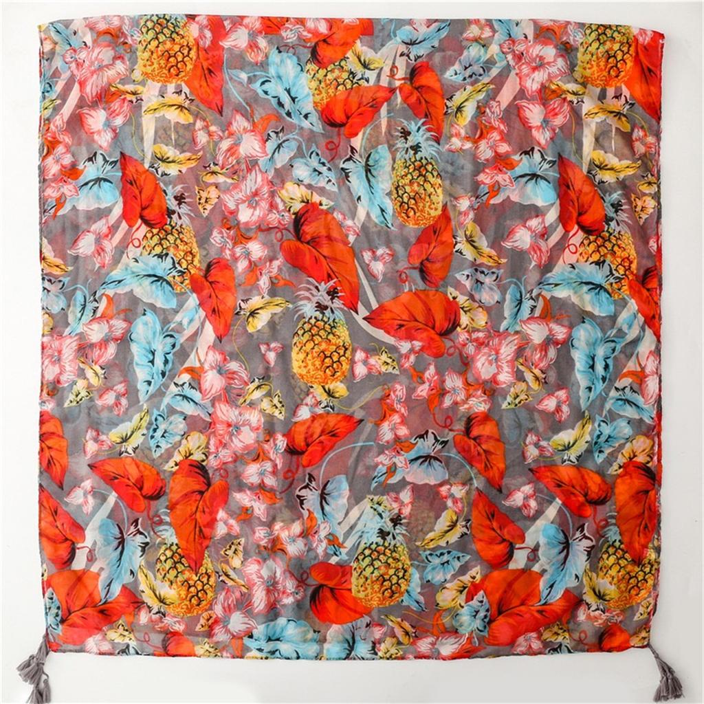 Female Cotton and Linen Tassels Shawls Fashion Print Warm Beach Towel, The Four Seasons New Bandanna 180 * 85cm Muslim Headscarf