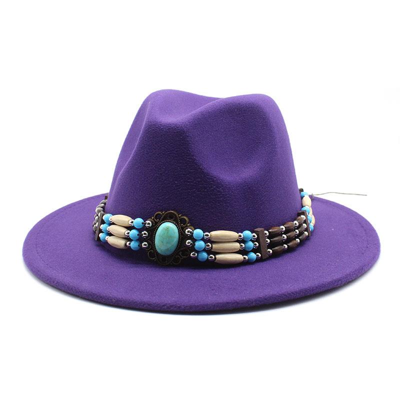 Jazz Hat Woolen Imitation Wool Felt Hat Neutral Versatile Top Hat Men'S And Women'S Cowboy Hats