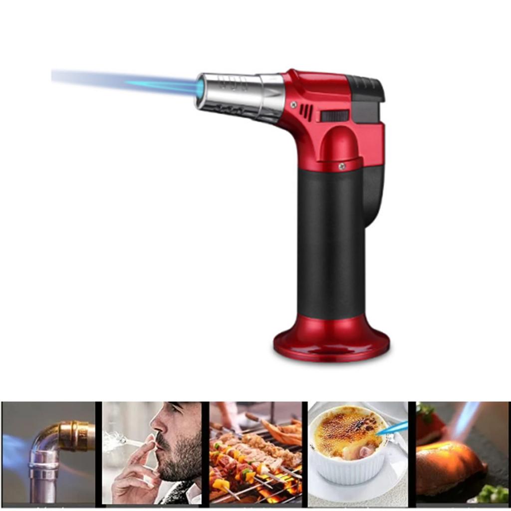 Portable Straight Jet Cigar Torch Lighter Barbecue Welding Torch Jet Flame Lighter Black Red