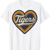 Vintage Tigers Retro Heart Aesthetic For Kids T Shirt