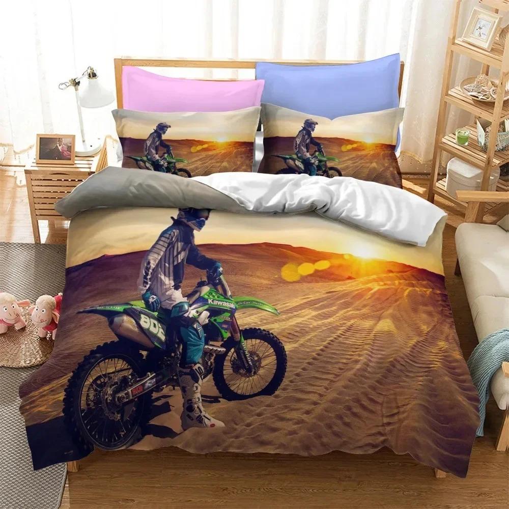Cool Motorcycle 3D Duvet Cover Bedding Set Comforter Linen Pillowcases Quilt Cover Home Decor Single Double Twin King Queen