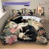 3pcs Black and White Cat Bedding Set, Includes 1 Quilt Cover and 2 Pillowcases, Comfortable Bedding with Stylish Design for Bedroom