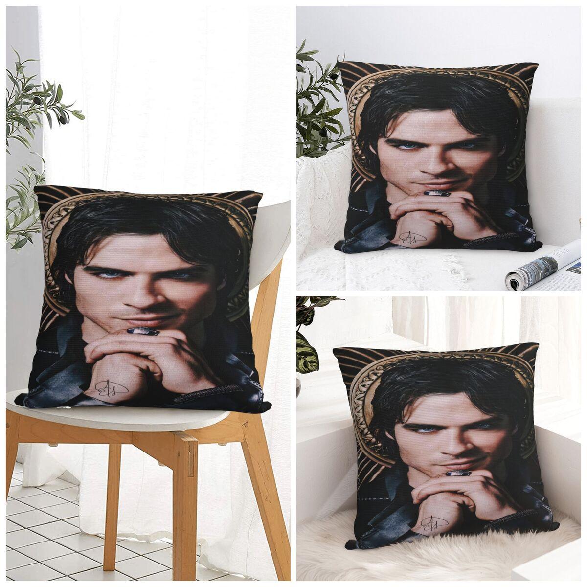 Fine Glasses Unisex Damon Salvatore Pillow Case Novelty Pillow Cover Square Printed Cushion Cover Pillowcases For Sofa Home Decoration