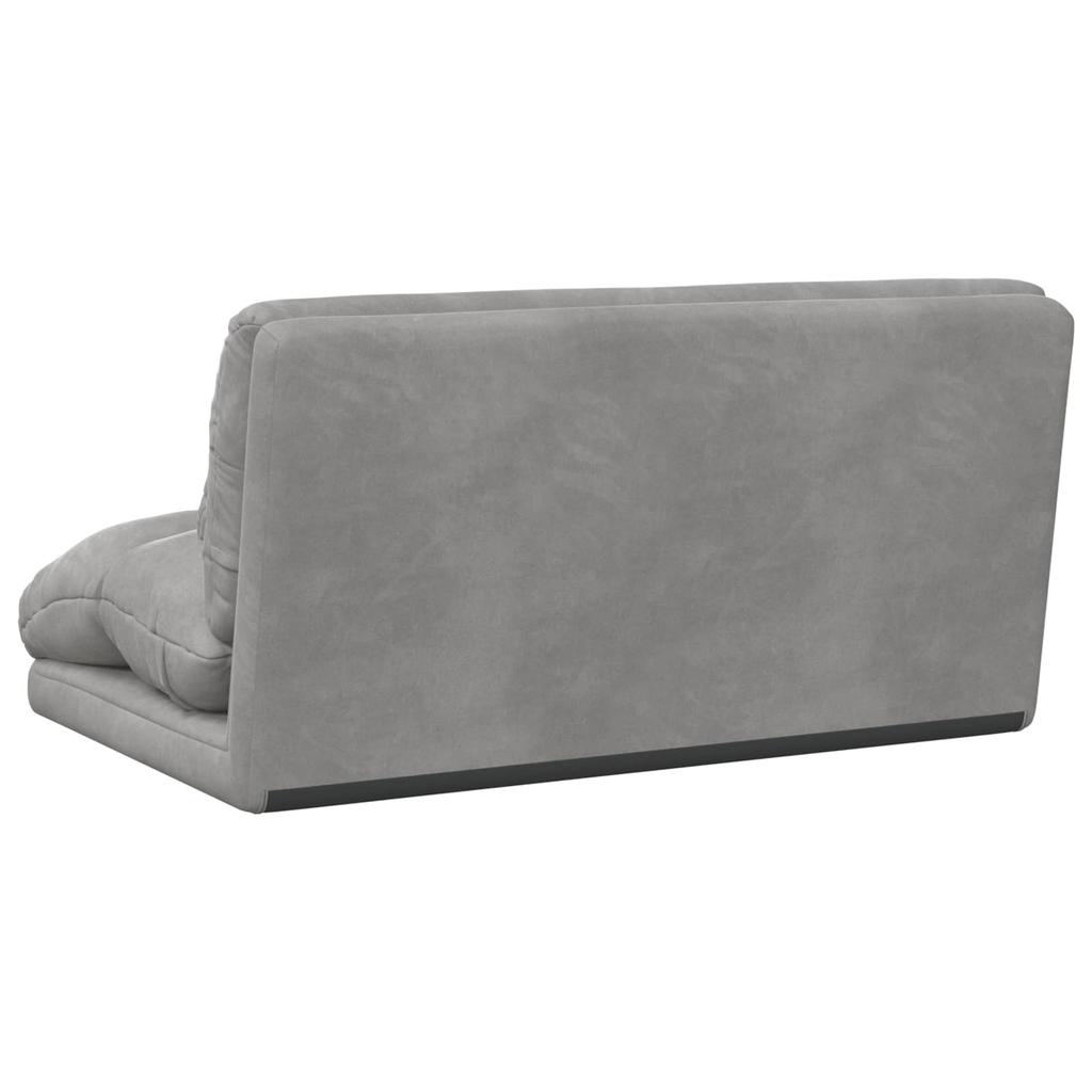 Adjustable Floor Footstool Light Grey Velvet