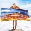 Beach Towel Oversized,Thick Sand Free Microfiber Beach Towel Tank Print, Super Absorbent Quick Dry Swim Beach Towels for Men,Boy