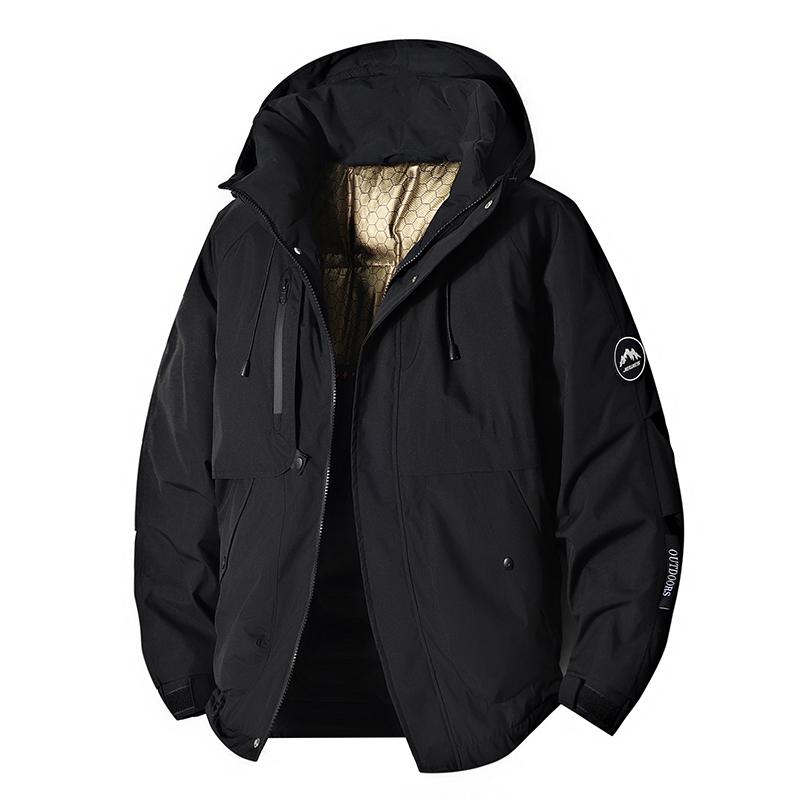 Men's Casual Cotton Jacket Loose Couple Hooded Winter Thick Warm Outdoor Solid Color Hiking Suit
