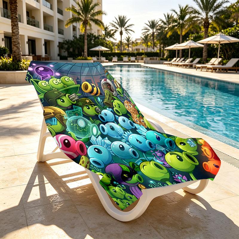 Plants VS Zombies Print Beach Towel Design, Soft, Lightweight. for Home Bathroom, Spa, Pool, Yoga, Surfing, Camping, Gift for Family, Friend