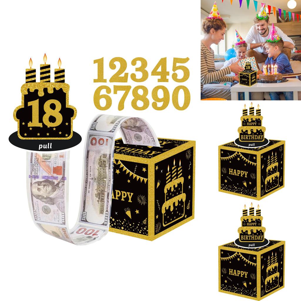 Black Gold Birthday Money Box For Party Decor And Gift Giving