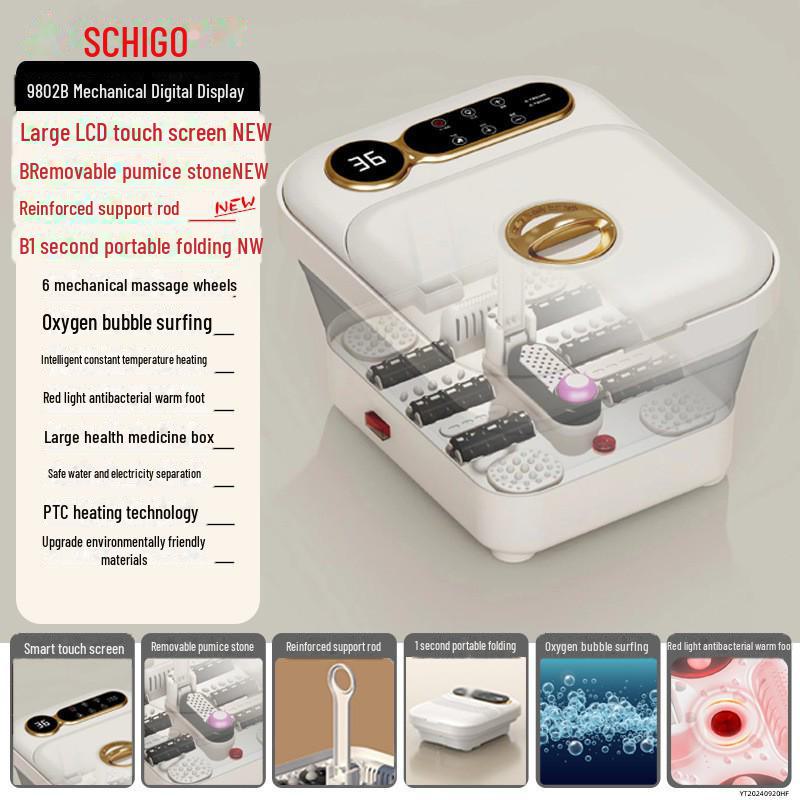 

Складний спа для ніг Chigo: Інтелектуальна антибактеріальна масажна ванна з автоматичним підігрівом ZG-9802B Mechanical digital display