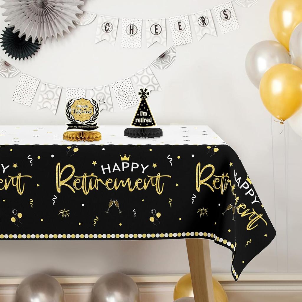 3 Pack Happy Retirement Tablecloth Disposable Tablecloth Retirement Party Decorations Plastic Table Cover for Going Away Farewell Goodbye Party 54 X