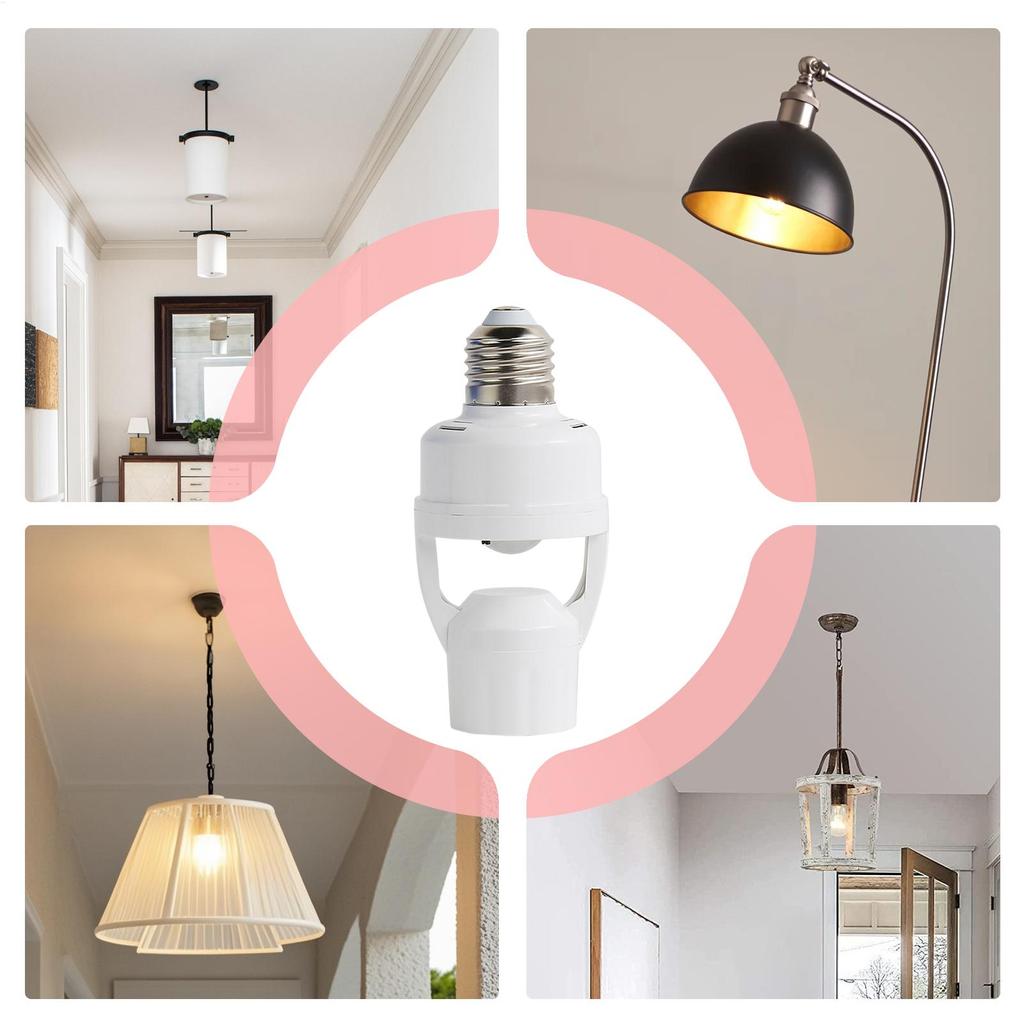 Motion Sensor Light Socket E27 Screw Infrared Radar Sensor Smart Bulb Holder Adapter for Home Porch Garage Basement Lighting