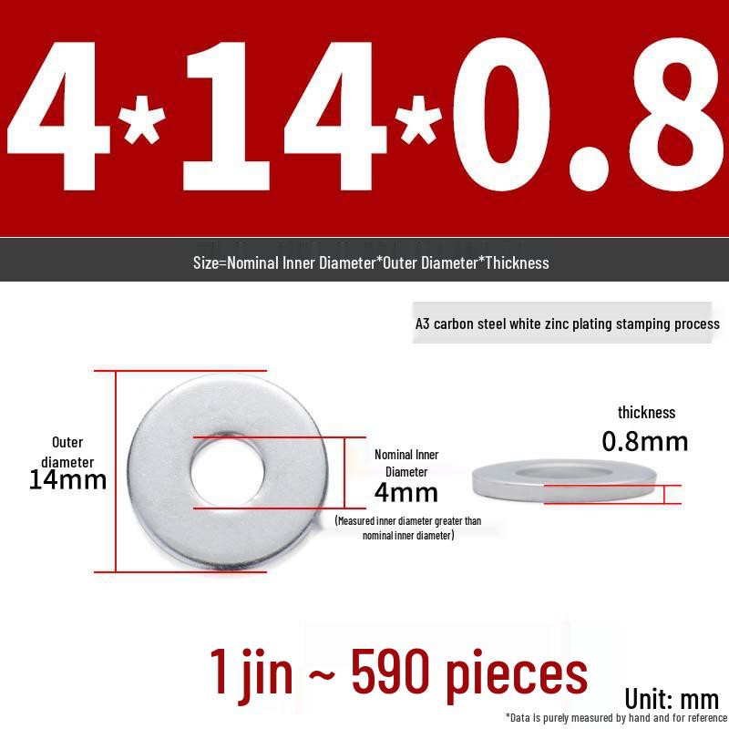 Extra Large Galvanized Metal Flat Washer - Thickened Round Screw Washer M6-M16