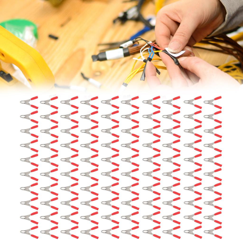 100PCS Insulated Clip 20A High Accuracy Process Elasticity with PVC Insulating Shth for Experimental Test Wire