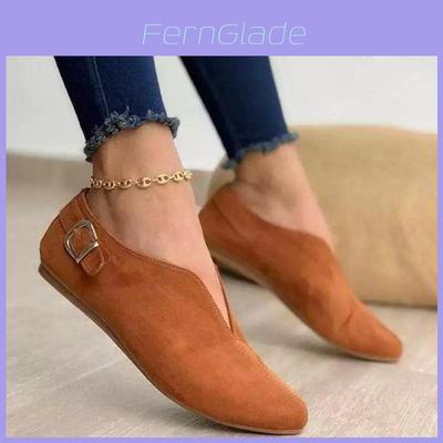 Elegant Womens 2024 Autumn New European And American Style Pointed Toe Suede Slip-on Casual Shoes