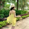 French three-dimensional flower suspender dress women's clothing summer seaside vacation temperament irregular ruffle edge short skirt