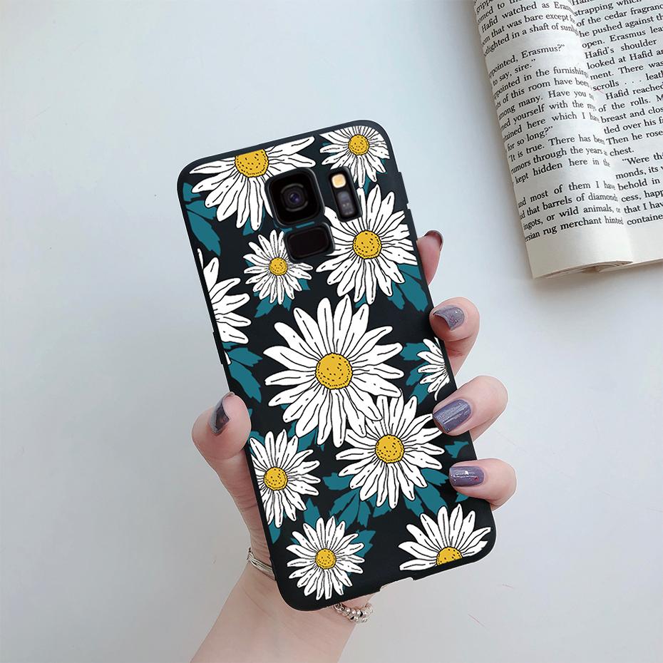 Fashion Daisy Flower Cute Silicone Cartoon Phone Case for Samsung Galaxy S9 S9 Plus Samsung S 9 Samsungs9 Plus S9plus Case Cover