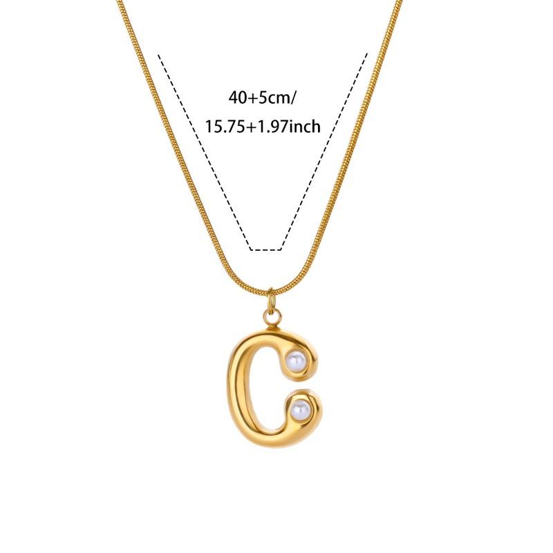 Vintage Stainless Steel Glossy Letter Necklace Female Zircon Cute Bubble English Letter Pendant Necklace New