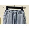 DIMANAF 2025 Neue Sommer Basic Elastische Jeanshosen Damen Locker Lässige Denim Basic Hosen Große Blaue Hosen