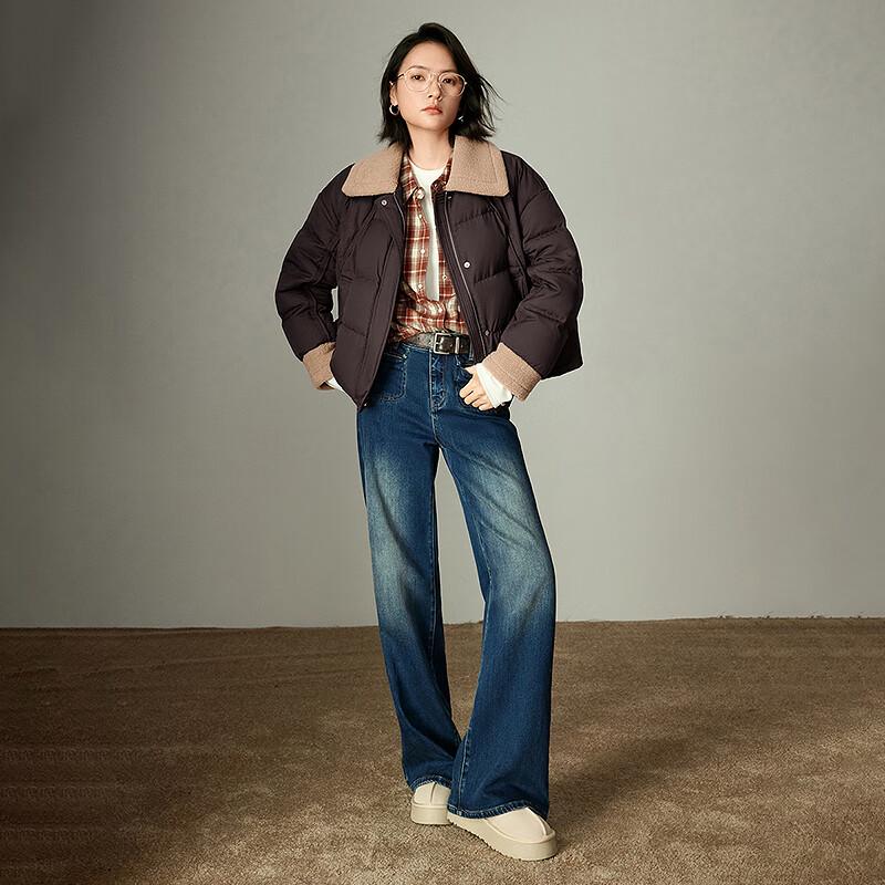Chuyu Women's Warm Lycra Stretch Wide-Leg Shaping Jeans