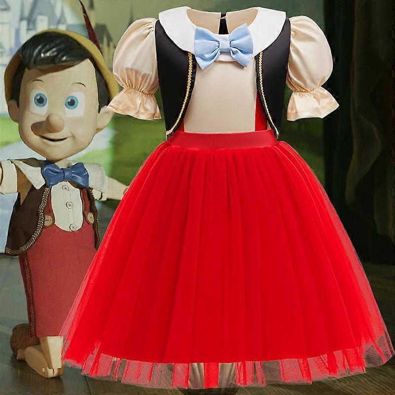 Pinocchio Girls 2-Piece Dress Set Party Princess Gown Red