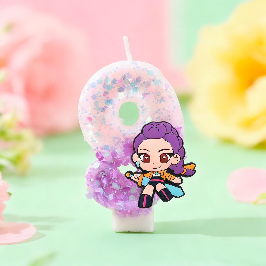 Kpop Demon Hunter Themed Candles for 5-9 Year Old Kids Birthday Parties Exquisite Cake Decorations Party Favors Supplies