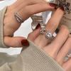 Trendy Korean Style Adjustable Heart Bow Zircon Ring For Women With Elegant Design