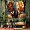 Realistic African Elephant Tapestry Majestic Tusker In Savannah Wall Hanging, Wild Animal Room Decor Suitable Offices Bars Party