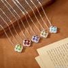 S925 Sterling Silver Natural Stone Clover Necklace Women's Simple Niche Design Heavy Industry Clavicle Chain