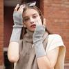 Women's Cashmere Knit Striped Half-Finger Winter Gloves