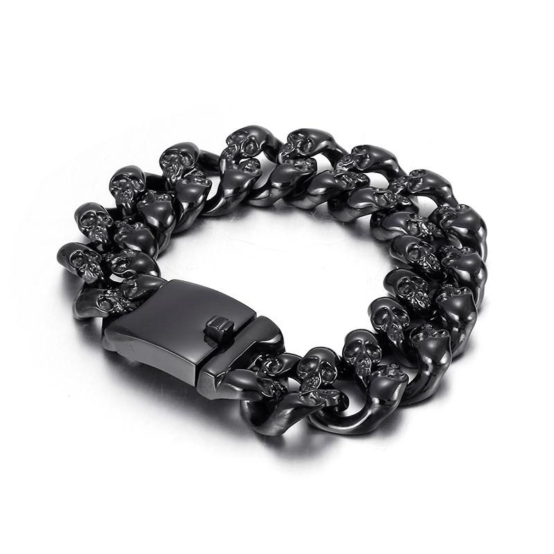 KALEN Punk Fine Fashion Jewelry Bracelets Stainless Steel Men Skull Links Bracelets Bangle 21.5cm&Punk