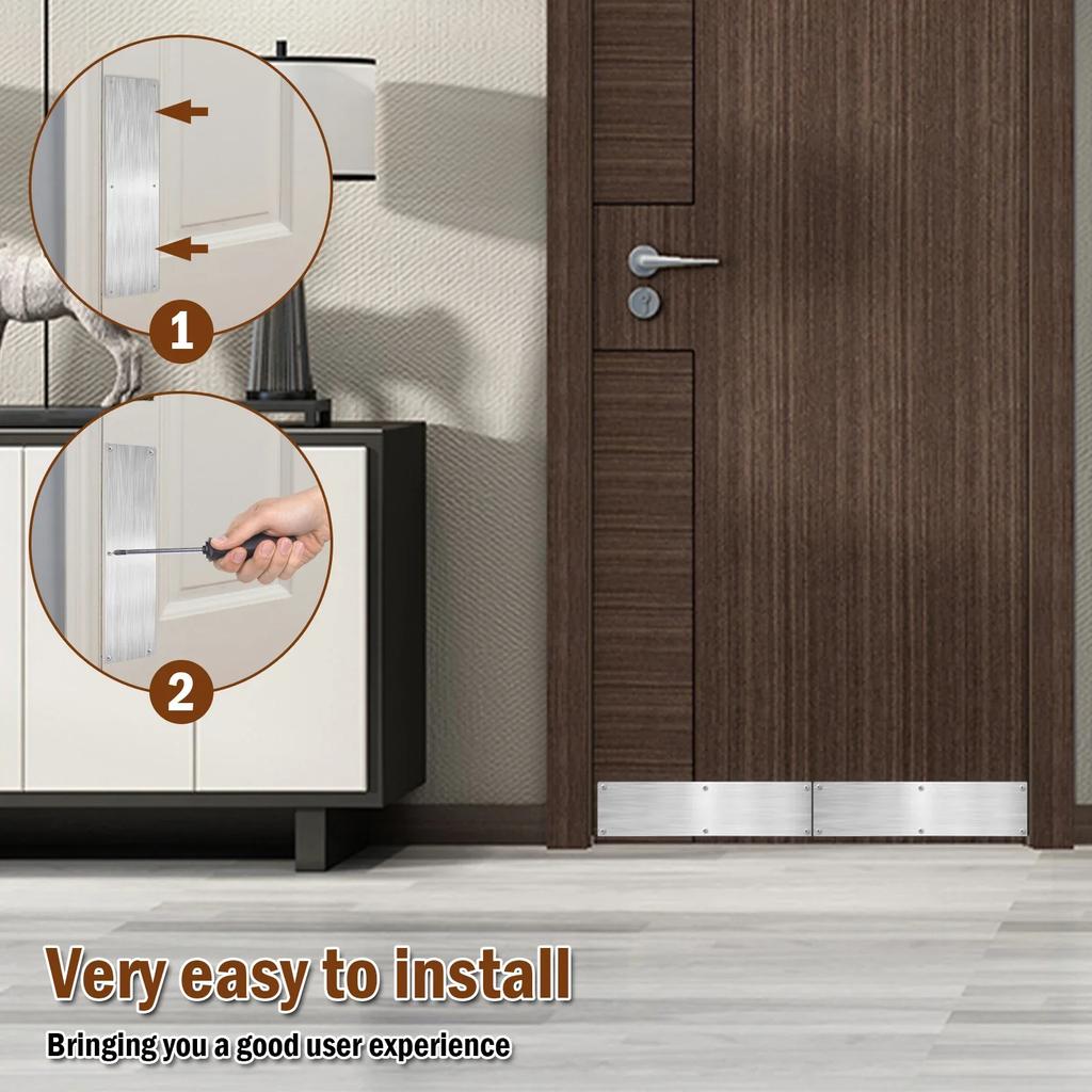 2 STK. Edelstahl-Türschwelle mit 12 Schrauben, satinierte Trittplatte, Kratzschutz für Innen- und Außentüren, 4 x 16 Zoll