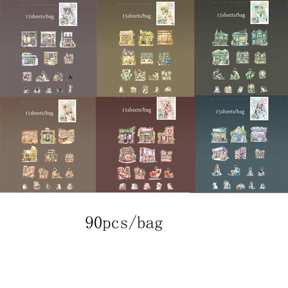 

90pcs PET Scrapbooking Stickers Retro Style DIY Decorative New Scrapbook Label