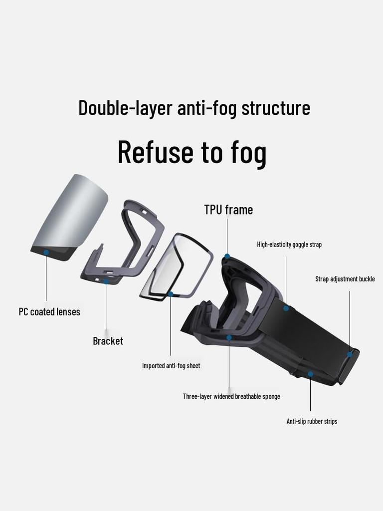 Double-Layer Anti-Fog Spherical Ski Goggles with Myopia Clip & UV Protection for Snow Sports