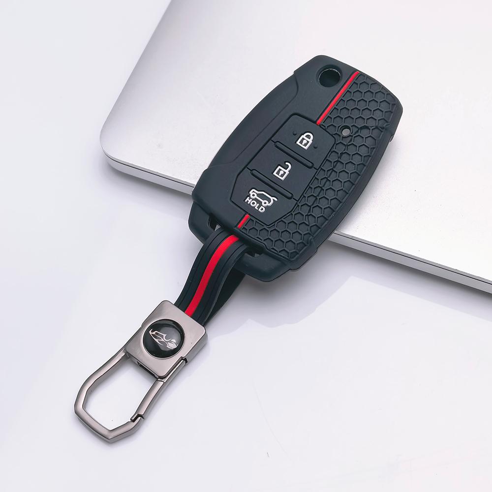 Key Fob Cover for SsangYong Korando Actyon Kyron Rexton Tivoli Musso with Keychain Anti-Scratch Guard Shockproof Protection Soft Grip Texture