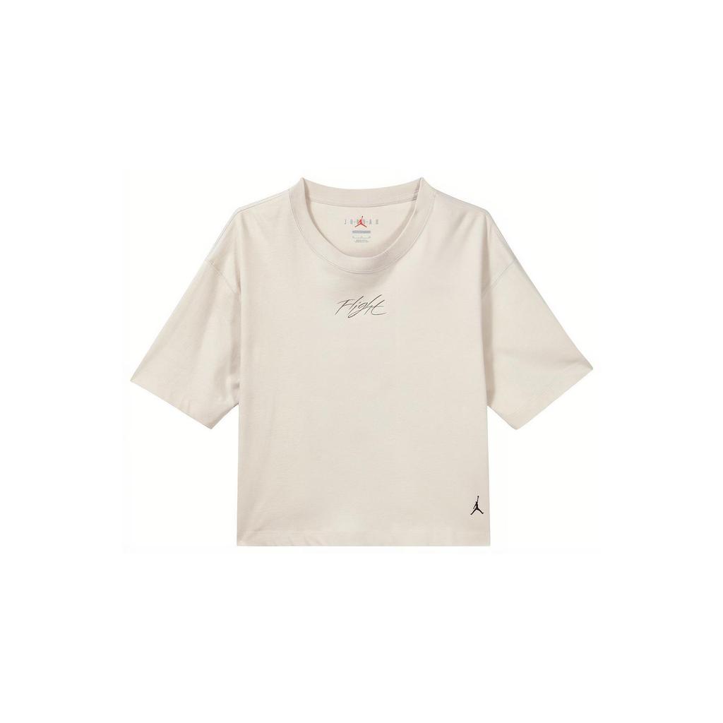 Jordan Heritage Boxy Letter Print Round Neck Casual Short Sleeve T-Shirt Women Tops Light-Brown DN2777-104