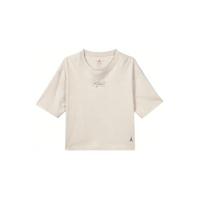 Heritage Boxy Letter Print Round Neck Casual Short Sleeve T-Shirt Women Tops Light-Brown DN2777-104