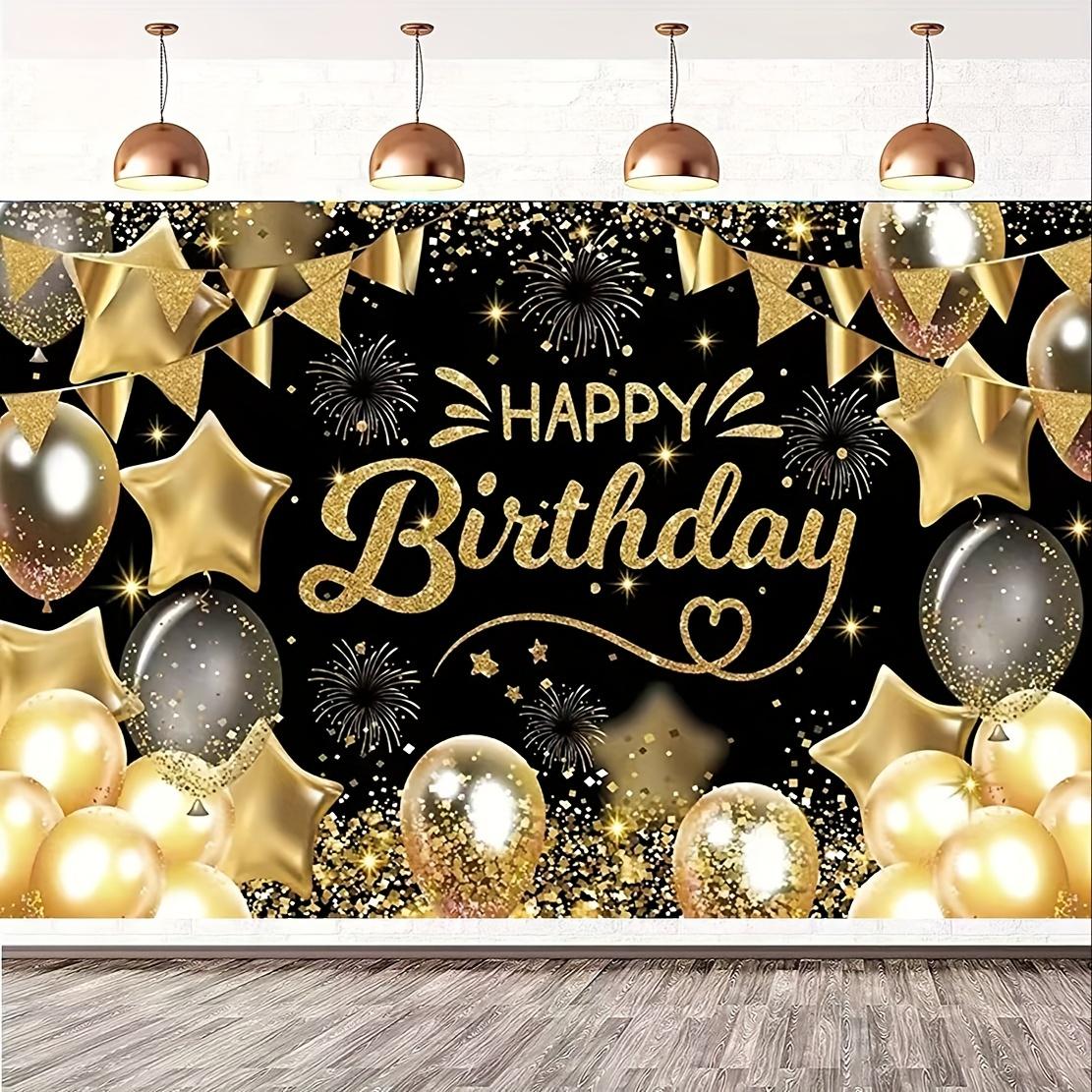 1 black gold birthday party decoration background 150x110cm