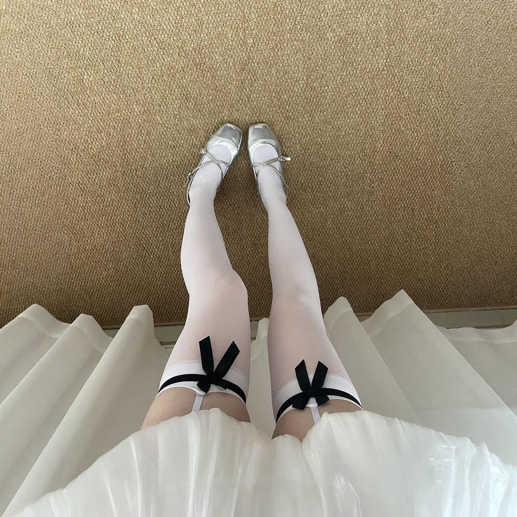 Bow Jk Long Knee Socks Children Summer Thin Lolita Velvet Sweet Ballet Style Suspenders Stockings