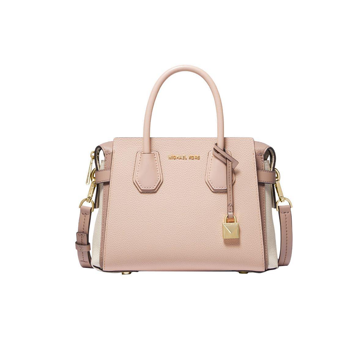 

Michael Kors MK Mercer Commuter Color Block Elegant Leather And Fabric Lock Bag Shoulder Crossbody Tote Small Women Bags 30S9GM9S1T690 Basic Set (Bag+Dust Bag)
