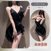 Sexy Lingerie Satin Deep V Sexy Pajamas Open Lapel Lace-up Flirting Nightgown Pure Desire Silky Suspender Set