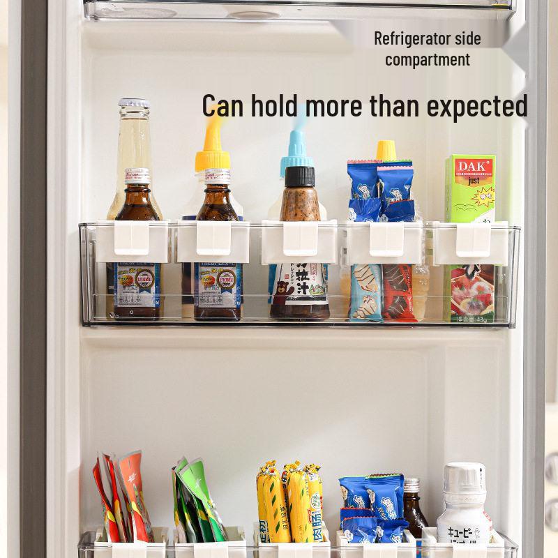 Retractable Fridge Door Organizer: Multi-Use Seasoning Divider & Anti-Tip Shelf