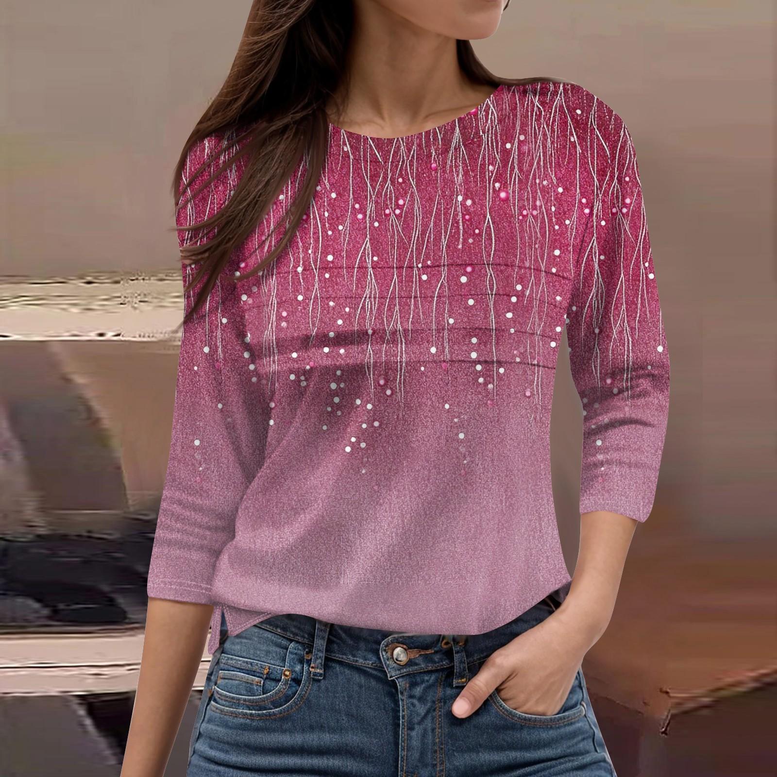 

Женская мода повседневный свободный топ с рукавом 3/4 и круглым вырезом XXL