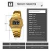 SKMEI 1647 Men Reloj Hombre Retro LED Digital Male Watches Casual Simple Mens Wristwatches Stainless Steel Band Waterproof Watch