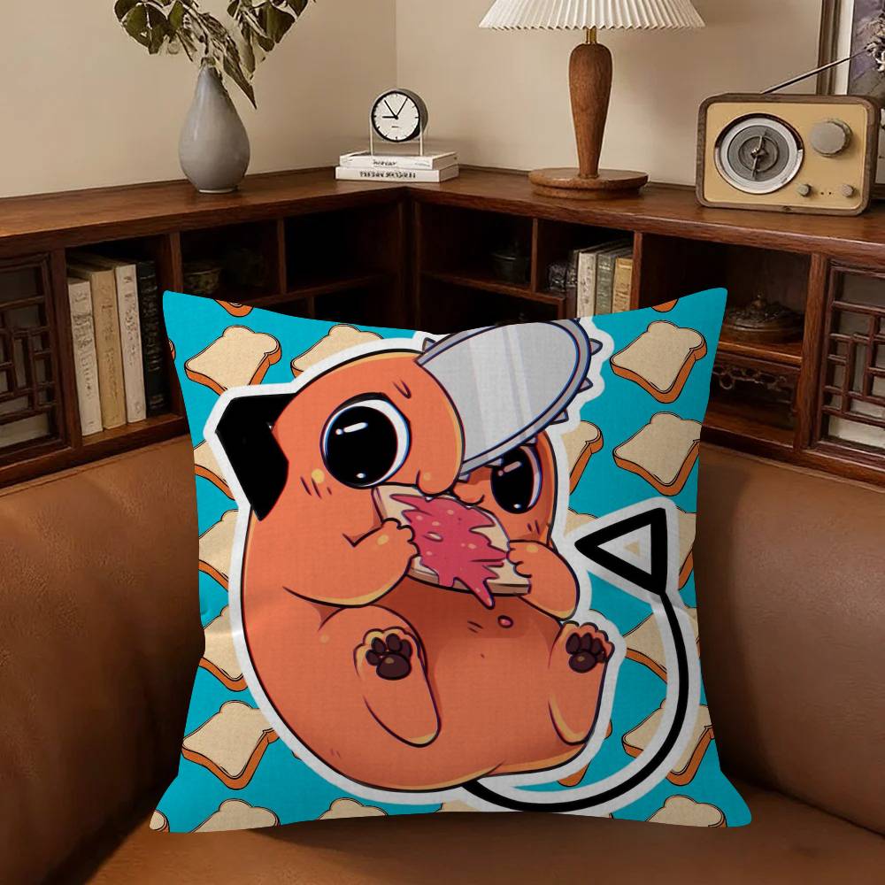 Anime Cchainsaw Man Pochita Cushion Cover Inches Farmhouse Decor Home Throw Pillow Covers for Couch Decorations