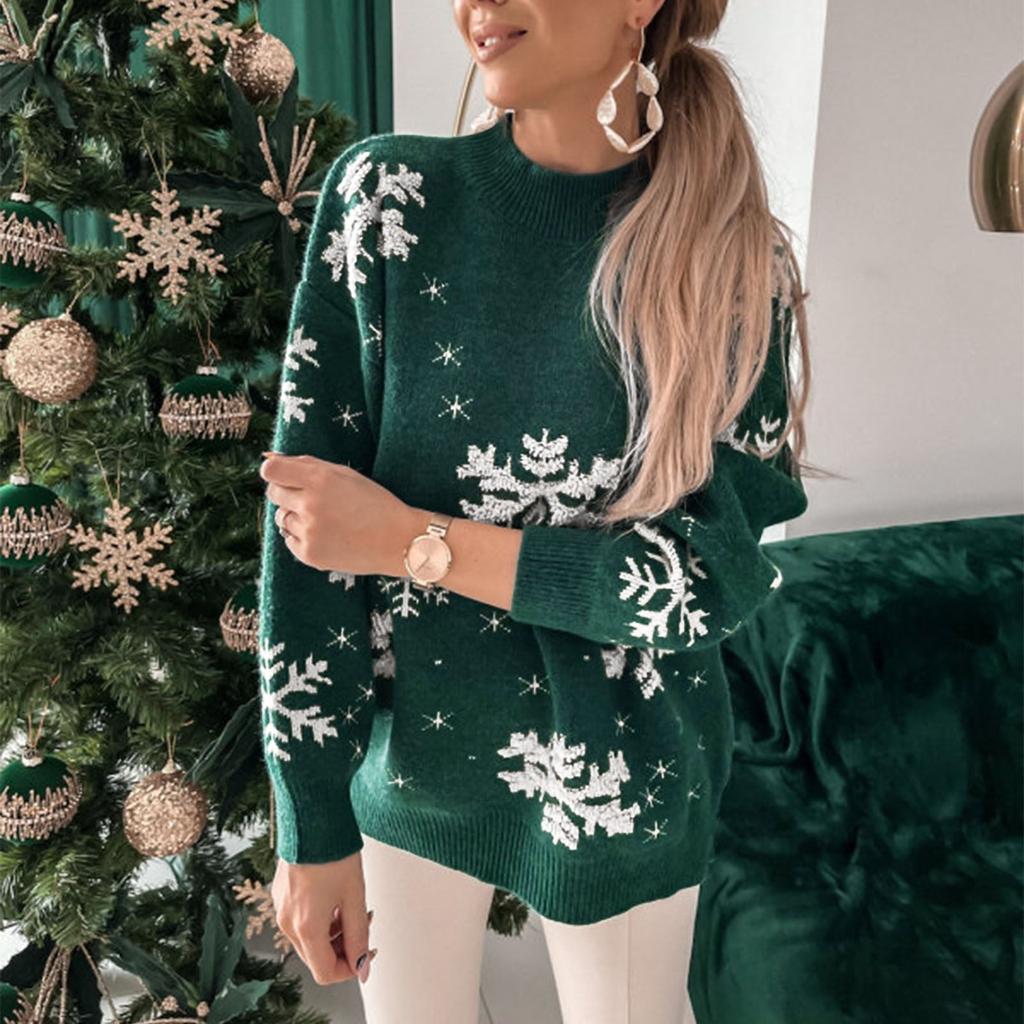 Maglione Natalizio Donna Con Motivo Festivo - Felpa Maniche Lunghe Girocollo, Morbido E Caldo, Regalo Di Natale