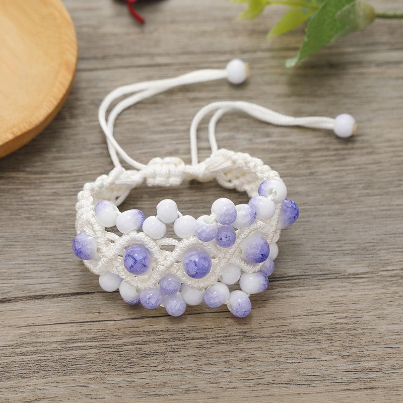 Hand-woven retro ceramic bracelet women's versatile simple temperament literary hand rope with jewelry